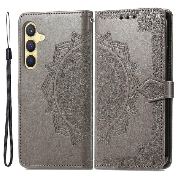 Mandala läder Samsung Galaxy S24 Plus fodral - Grå