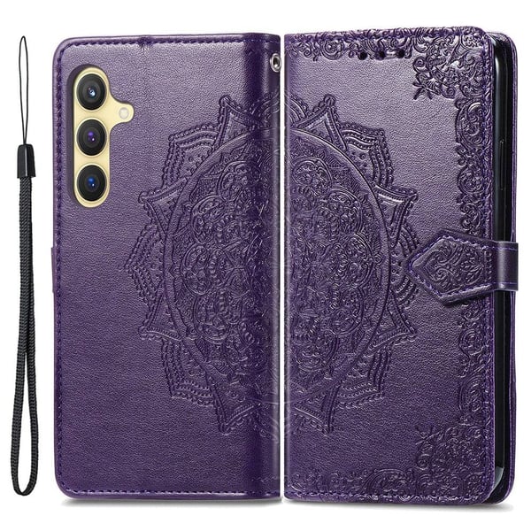 Mandala läder Samsung Galaxy S24 Plus fodral - Lila Mandala läder Samsung Galaxy S24 Plus fodral - Lila