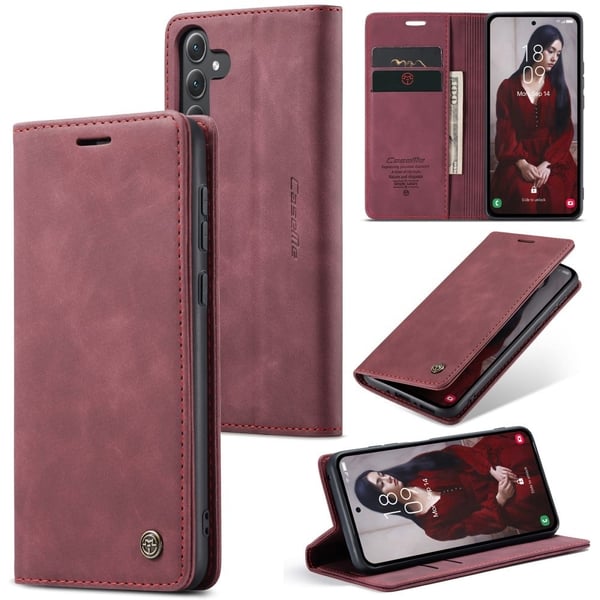 CaseMe Samsung Galaxy A35 vintage-kotelo - Punainen