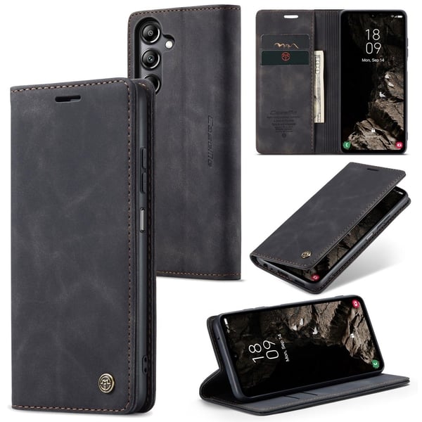 CaseMe Samsung Galaxy A05s vintage-kotelo - Musta