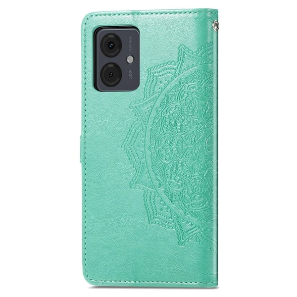 Mandala Motorola Moto G14 etui i lær - Grønn