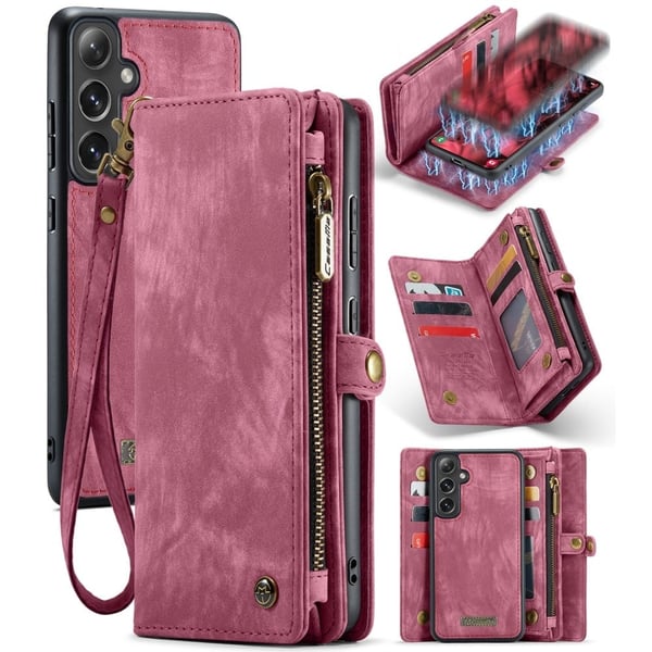 CaseMe Samsung Galaxy S24 Plus etui med lynlås & pung - Rød