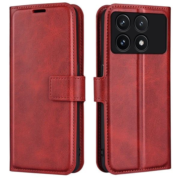 Skinn-etui i lommebok-stil for Xiaomi Redmi K70 / Xiaomi Redmi K70 Pro - Rød