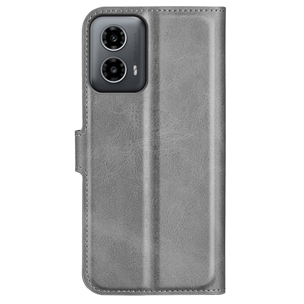 Skinn-etui i lommebok-stil for Motorola Moto G34 - Grå