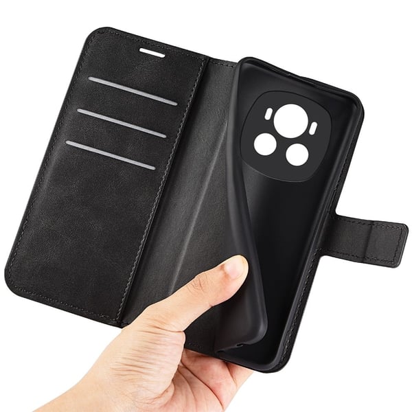 Skinn-etui i lommebok-stil for Honor Magic 6 - Svart