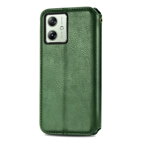 Skinn-etui med stilfult rombeavtrykk for Motorola Moto G54 - Grønn