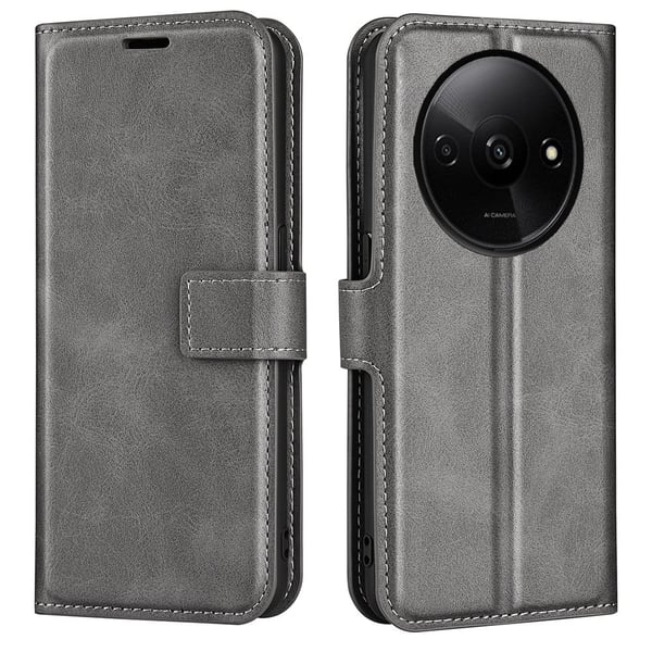 Skinn-etui i lommebok-stil for Xiaomi Redmi A3 - Grå