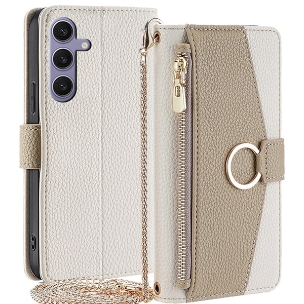 Samsung Galaxy S24 Plus vegansk læder etui med pung - Hvid