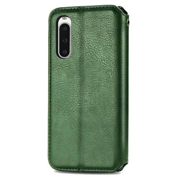 Skinn-etui med stilfult rombeavtrykk for Sony Xperia 10 V - Grønn