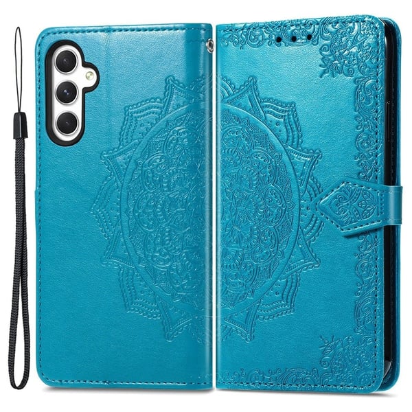 Mandala Samsung Galaxy A35 nahkakotelo - Sininen
