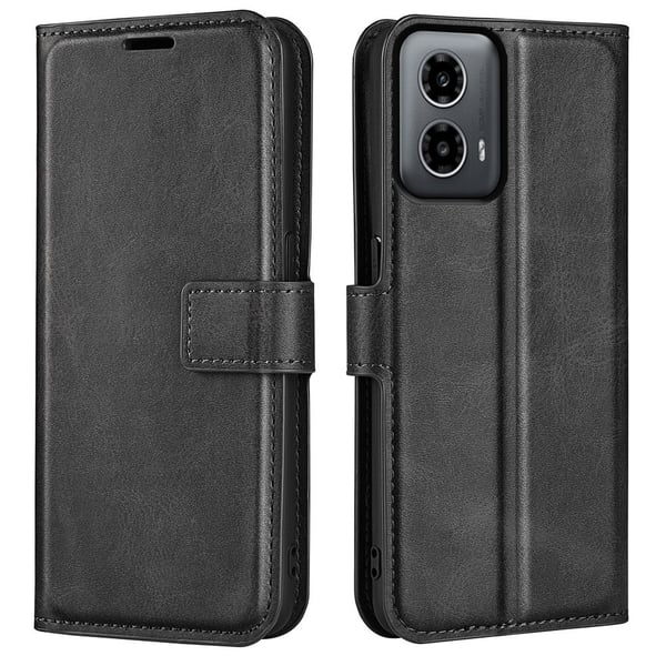 Skinn-etui i lommebok-stil for Motorola Moto G34 - Svart