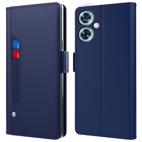 Telefonetui med sminkespeil og glatt design for OnePlus Nord N30 SE - Blå
