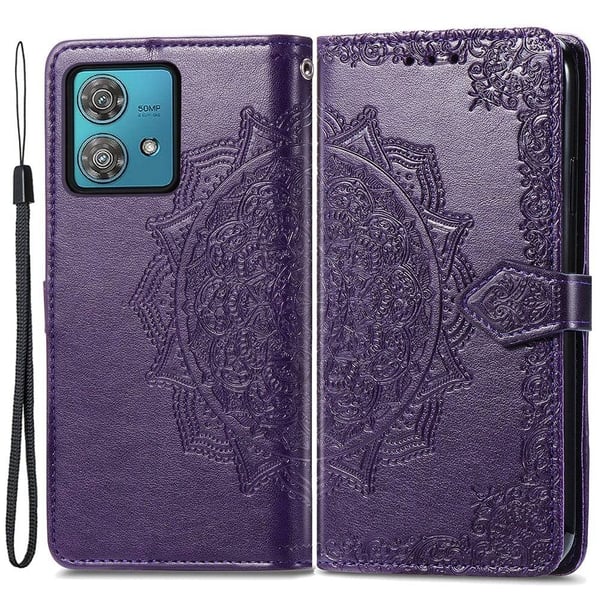 Mandala Motorola Moto G84 etui i lær - Lilla