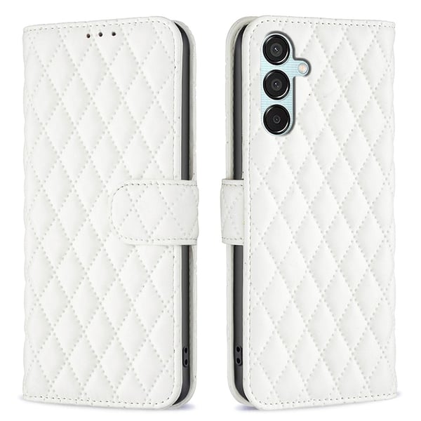 Rombemønster, matt flip-deksel for Samsung Galaxy M15 - Hvit Rombemønster, matt flip-deksel for Samsung Galaxy M15 - Hvit