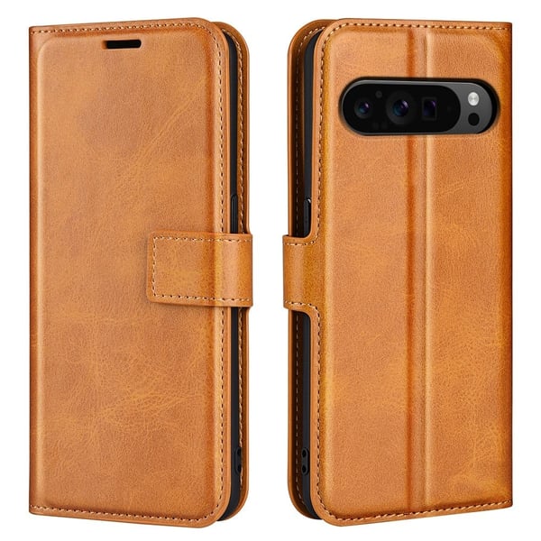 Skinn-etui i lommebok-stil for Google Pixel 9 Pro XL - Gul