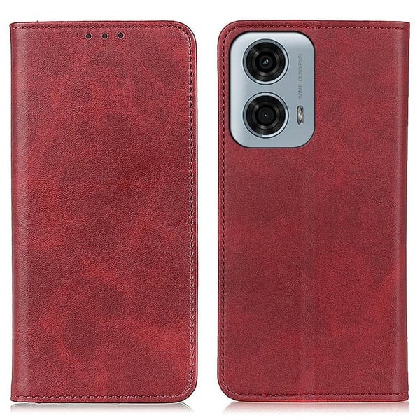 Skinn-etui i lommebok-stil for Motorola Moto G04 / Motorola Moto G24 - Rød