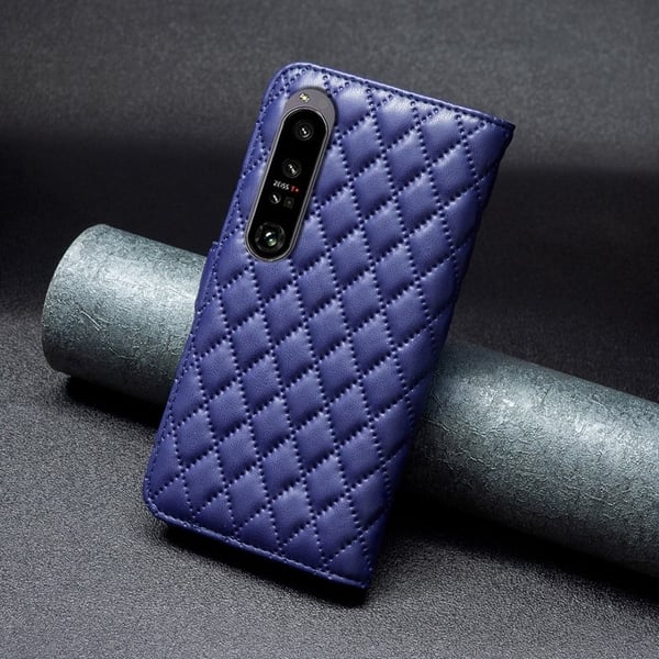 Rombemønster, matt flip-deksel for Sony Xperia 1 VI - Blå