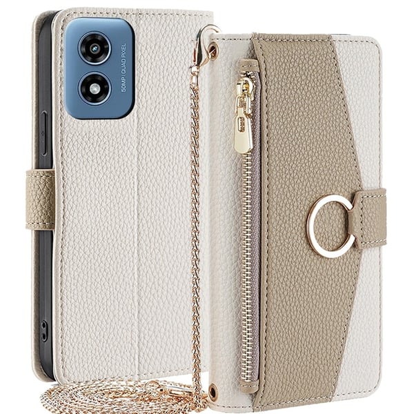 Motorola Moto G Play (2024) vegansk skinnveske - Hvit