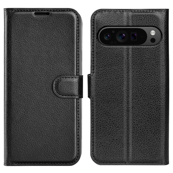 Skinn-etui i lommebok-stil for Google Pixel 9 Pro XL - Svart
