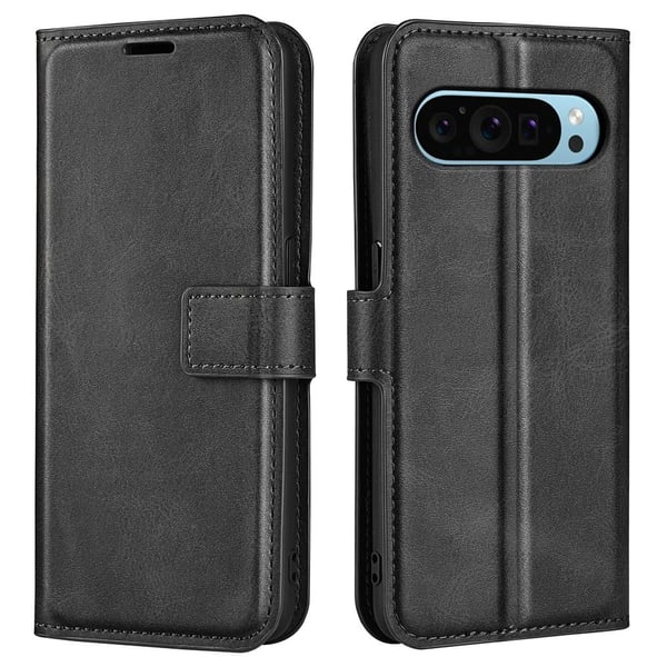 Skinn-etui i lommebok-stil for Google Pixel 9 - Svart