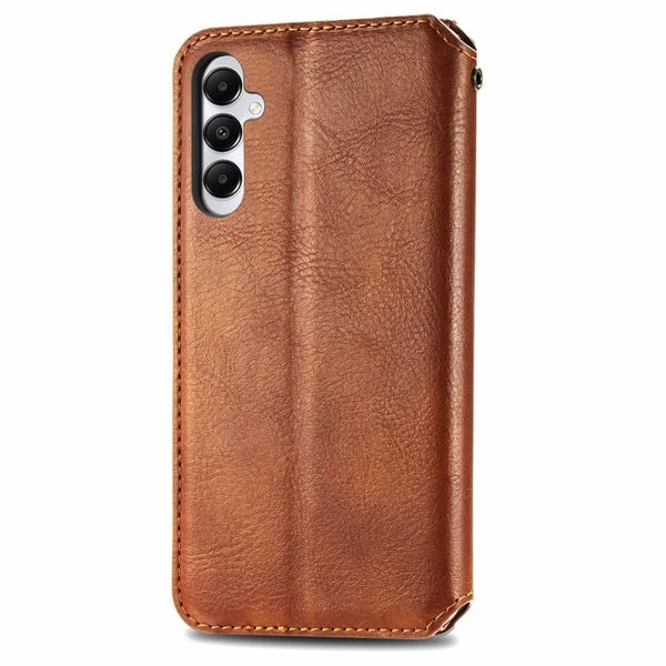Skinn-etui med stilfult rombeavtrykk for Samsung Galaxy A05s - Brun