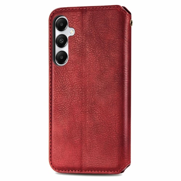 Skinn-etui med stilfult rombeavtrykk for Samsung Galaxy A55 - Rød