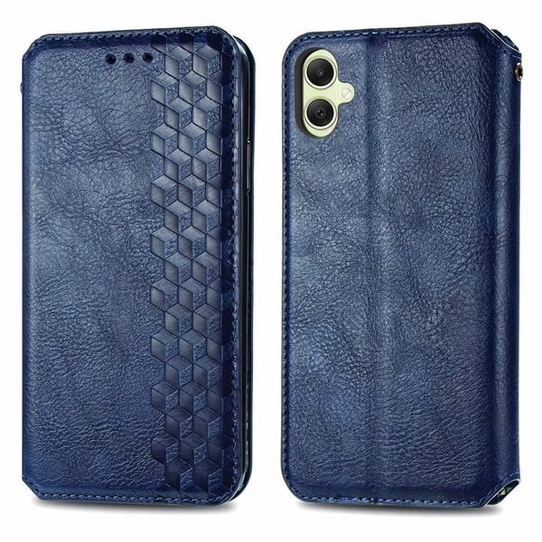 Skinn-etui med stilfult rombeavtrykk for Samsung Galaxy A05 - Blå