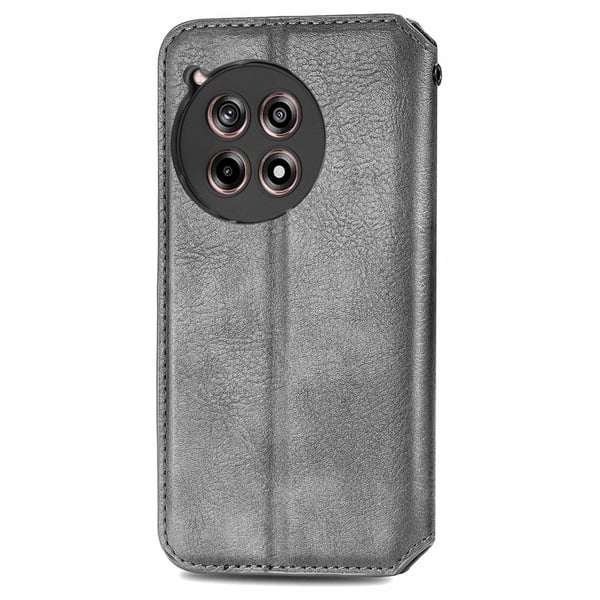 Skinn-etui med stilfult rombeavtrykk for OnePlus 12R / Fitbit Ace 3 - Grå