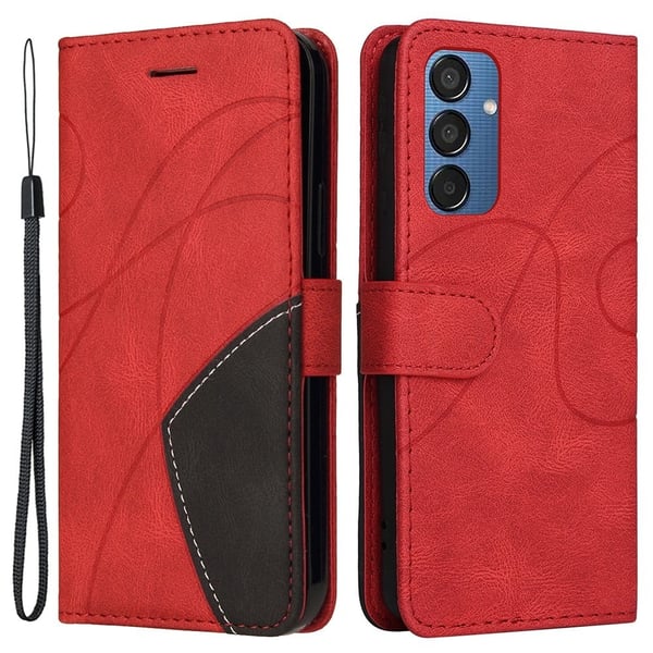 Teksturert læretui med stropp for Samsung Galaxy M15 - Rød