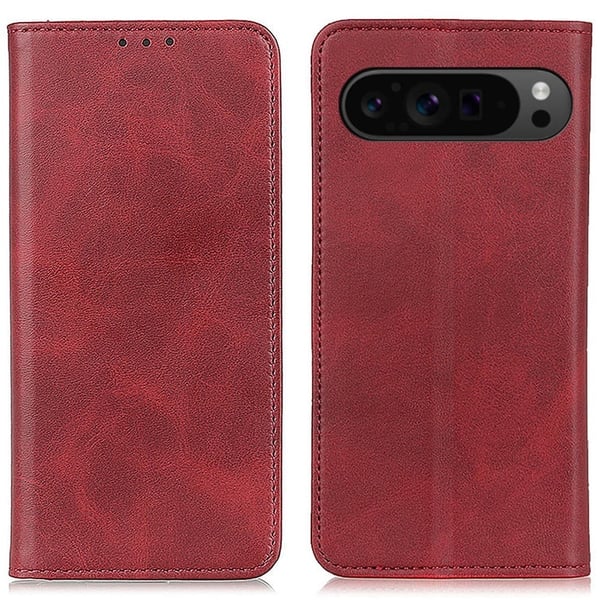 Skinn-etui i lommebok-stil for Google Pixel 9 - Rød