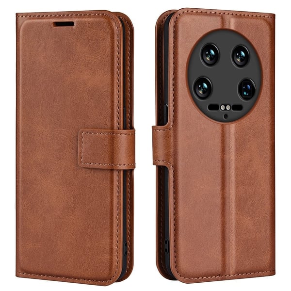 Skinn-etui i lommebok-stil for Xiaomi 14 Ultra - Lysebrun