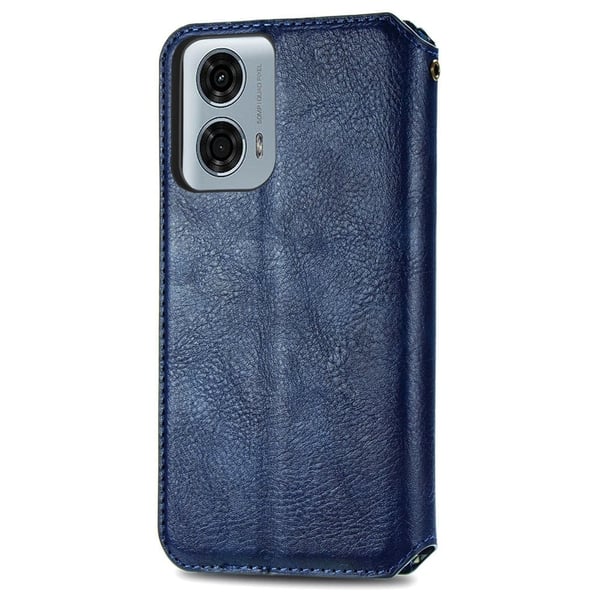 Skinn-etui med stilfult rombeavtrykk for Motorola Moto G24 Power - Blå