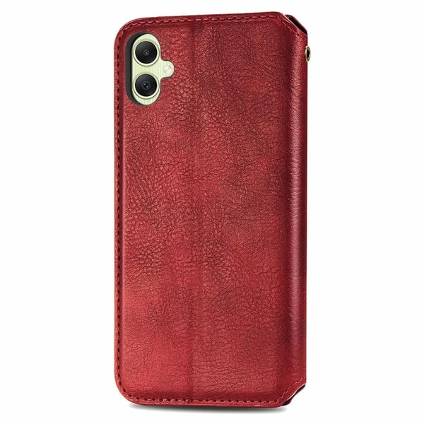 Skinn-etui med stilfult rombeavtrykk for Samsung Galaxy A05 - Rød