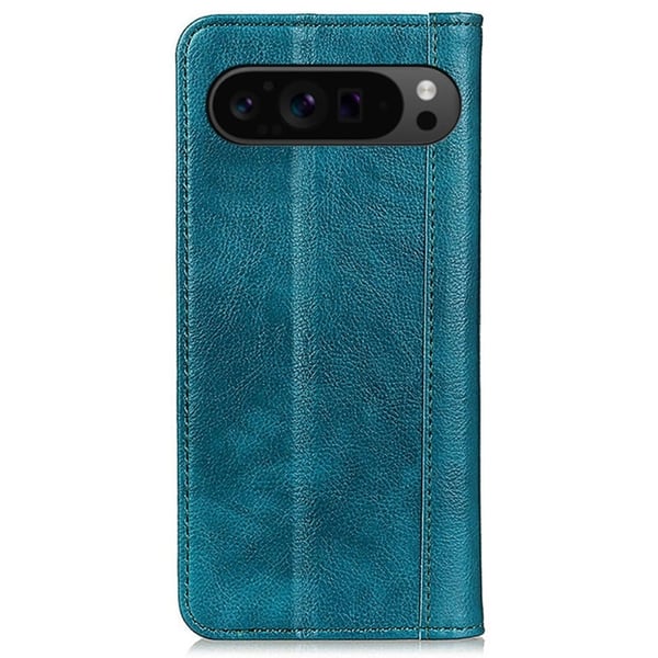 Google Pixel 9 Pro XL ægte læderetui med magnetisk lukning - Grøn