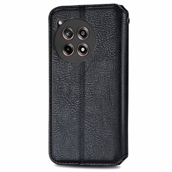 Skinn-etui med stilfult rombeavtrykk for OnePlus 12R / Fitbit Ace 3 - Svart