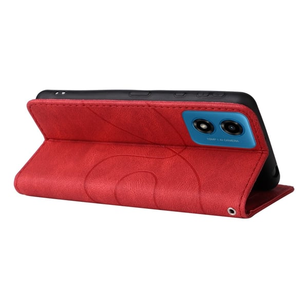 Teksturert læretui med stropp for Motorola Moto G04 / Motorola Moto G24 - Rød