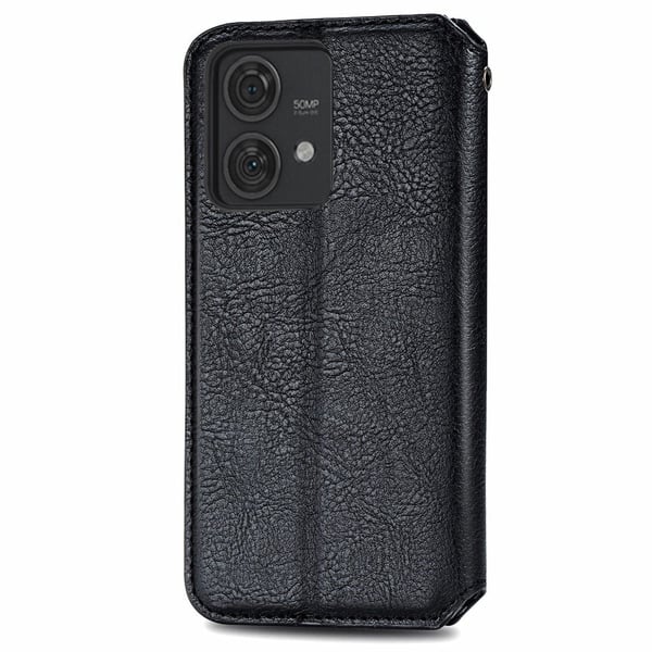 Skinn-etui med stilfult rombeavtrykk for Motorola Edge 40 Neo - Svart