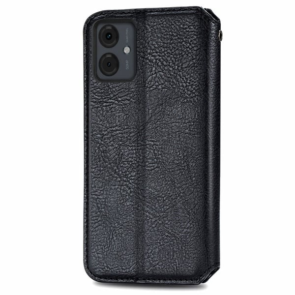 Skinn-etui med stilfult rombeavtrykk for Motorola Moto G14 - Svart