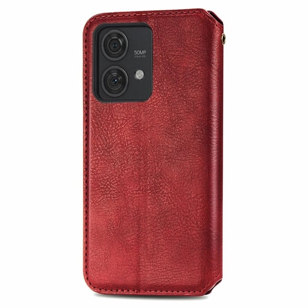 Skinn-etui med stilfult rombeavtrykk for Motorola Edge 40 Neo - Rød