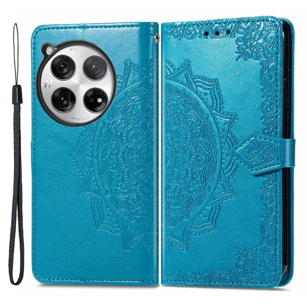 Mandala läder OnePlus 12 fodral - Blå