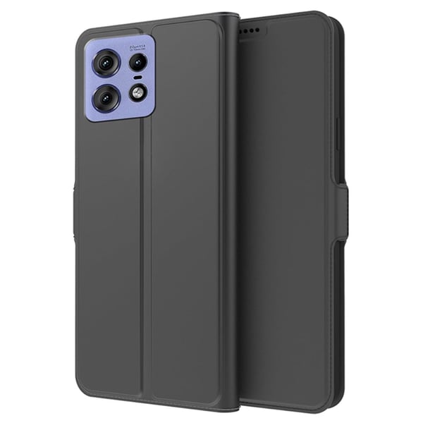 Glatt og tynt premium PU-skinnetui for Motorola Edge 50 Pro - Svart