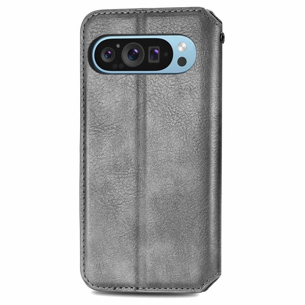 Skinn-etui med stilfult rombeavtrykk for Google Pixel 9 - Grå
