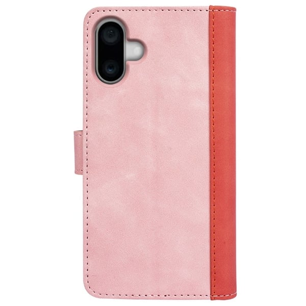 Kaksivärinen nahkainen läppäkotelo iPhone 16 - Pinkki