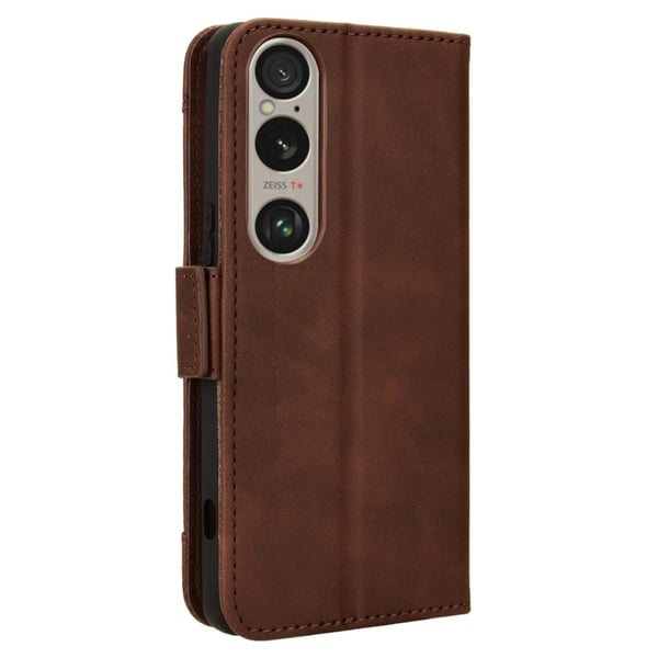 Lommebok-etui i moderne skinn-design Sony Xperia 1 VI - Brun