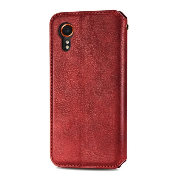 Skinn-etui med stilfult rombeavtrykk for Samsung Galaxy Xcover 7 - Rød