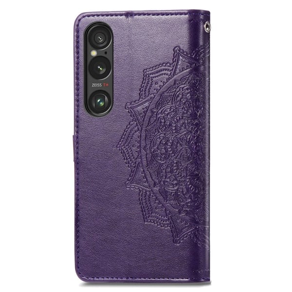 Mandala läder Sony Xperia 1 VI fodral - Lila