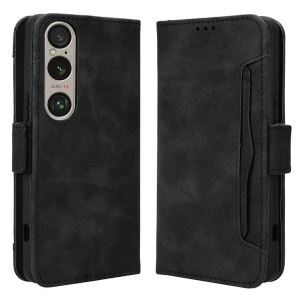 Lommebok-etui i moderne skinn-design Sony Xperia 1 VI - Svart