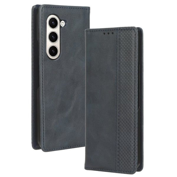 Bofink Vintage Samsung Galaxy Z Fold5 lærveske - Blå Bofink Vintage Samsung Galaxy Z Fold5 lærveske - Blå
