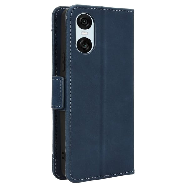 Lommebok-etui i moderne skinn-design Sony Xperia 10 VI - Blå