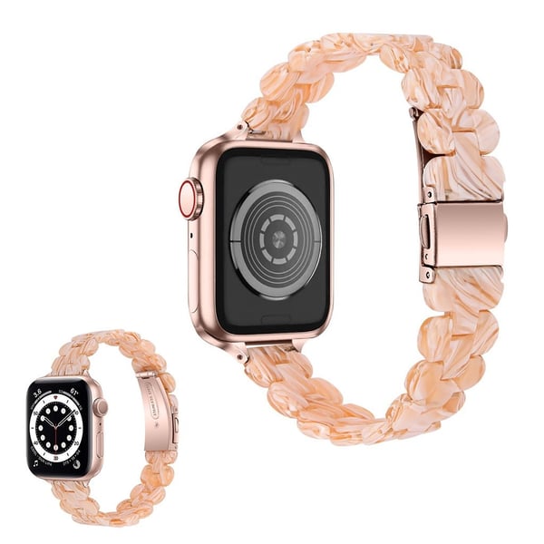 Apple Watch 42 mm - 44 mm stilig klokkerem i resin - Gul / Hvit